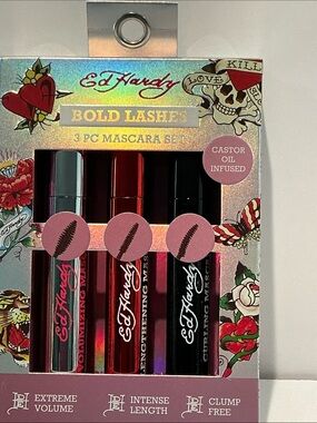 Ed Hardy Bold Lashes (3) PC Mascara Set with Castor Oil Infused.